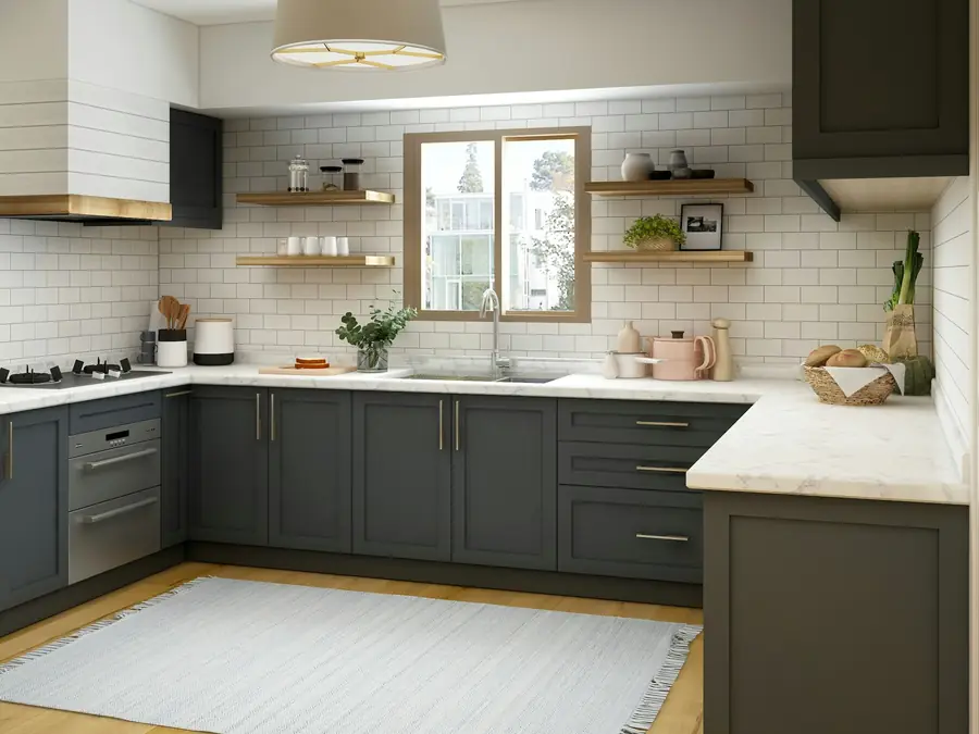 Clean, finished kitchen after a sink and fixture installation